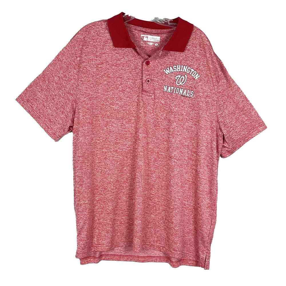 True Fan Washington Nationals Polo Shirt Men's 2XL Red Short Sleeve MLB Baseball